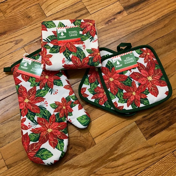 4pc Christmas Kitchen Set - Red, Green & White - Picture 1 of 6